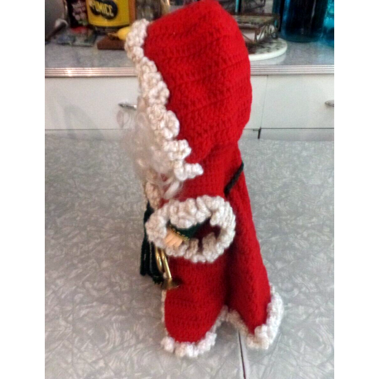 BEAUTIFULLY DONE HAND CROCHETED 14" TALL SANTA CLAUS FIGURE