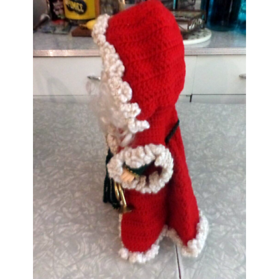 BEAUTIFULLY DONE HAND CROCHETED 14" TALL SANTA CLAUS FIGURE