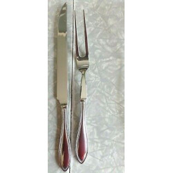BRAND NEW  RSVP  TM   2 PC "BEADED"  PATTERN 18/10 STAINLESS STEEL CARVING SET 