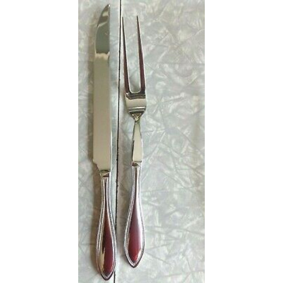 BRAND NEW  RSVP  TM   2 PC "BEADED"  PATTERN 18/10 STAINLESS STEEL CARVING SET 