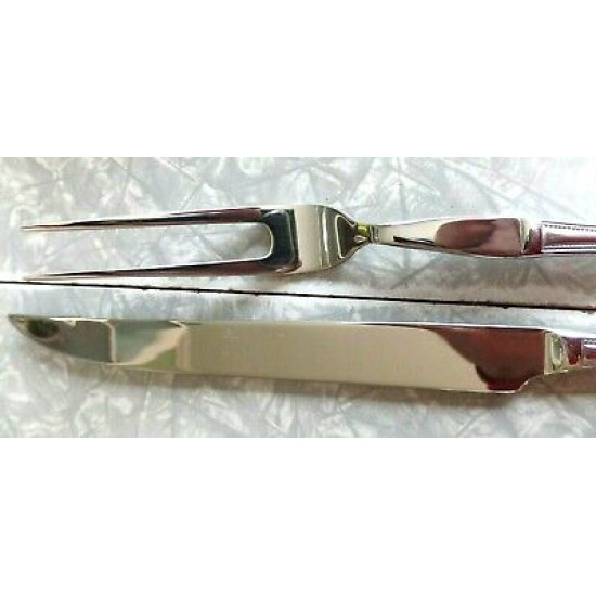 BRAND NEW  RSVP  TM   2 PC "BEADED"  PATTERN 18/10 STAINLESS STEEL CARVING SET 
