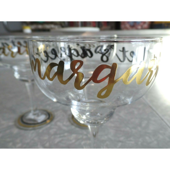 BRAND NEW MUD PIE "LETS AGREETA MARGARITA" 4 PC. MARGARITA GLASS SET