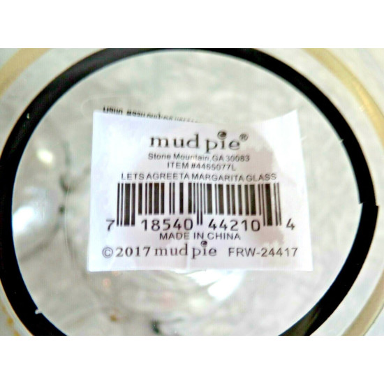BRAND NEW MUD PIE "LETS AGREETA MARGARITA" 4 PC. MARGARITA GLASS SET