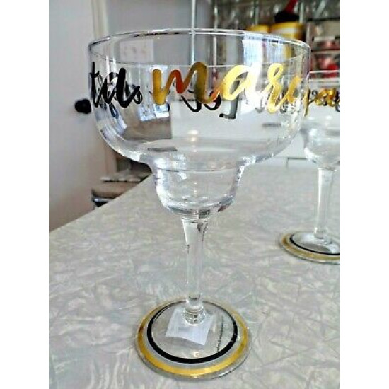 BRAND NEW MUD PIE "LETS AGREETA MARGARITA" 4 PC. MARGARITA GLASS SET