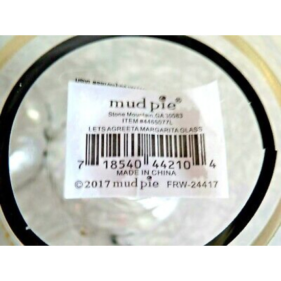 BRAND NEW MUD PIE "LETS AGREETA MARGARITA" 4 PC. MARGARITA GLASS SET
