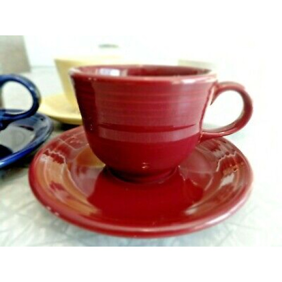 FIESTAWARE MULTI COLORED 8 PC. FIESTA CUP AND SAUCER SETS.